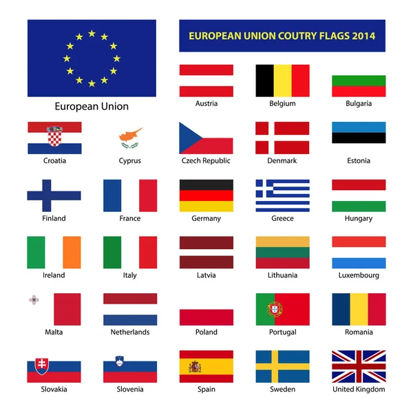 Bandeiras dos países da União Europeia 2014 — Vetor de Stock