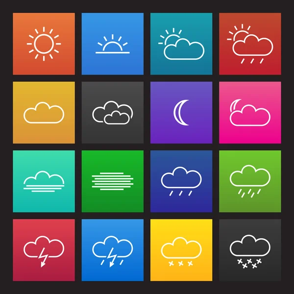 Colored simple weather icons, flat design, vector illustratin — Stock Vector