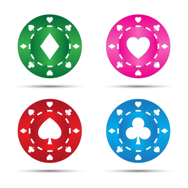 Simples fichas de poker coloridas, ilustração vetorial — Vetor de Stock