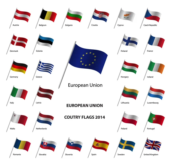 Europeiska unionen landsflaggorna 2014 — Stock vektor