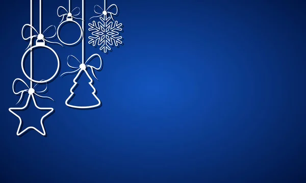 Fondo Azul Navidad Con Bolas Navidad Copo Nieve Estrella Tarjeta — Archivo Imágenes Vectoriales