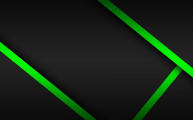 Siyah ve yeşil katmanlı soyut arkaplan. İşiniz için modern tasarım şablonu. Eğik çizgili ve çizgili vektör illüstrasyonuName