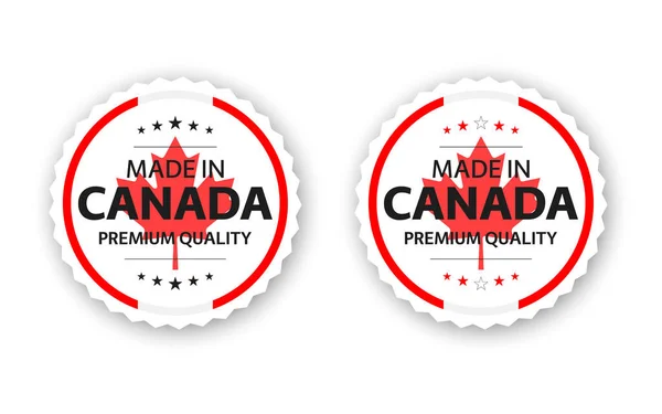 Σετ Από Δύο Καναδικές Ετικέτες Φτιαγμένο Στον Καναδά Υψηλής Ποιότητας — Διανυσματικό Αρχείο