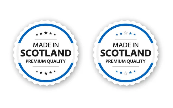 Skoç Etiketi Skoçya Malı Kaliteli Çıkartmalar Yıldızlı Semboller Beyaz Arkaplanda — Stok Vektör