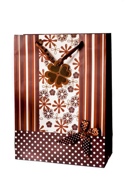 Kahverengi hediye çanta — Stok fotoğraf