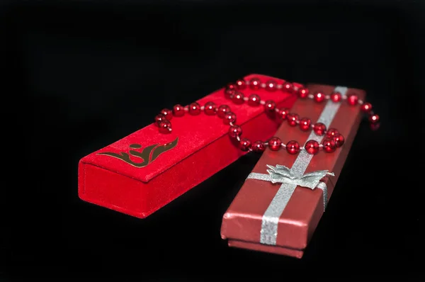 Gift red boxes for jewelry — Stock Photo, Image