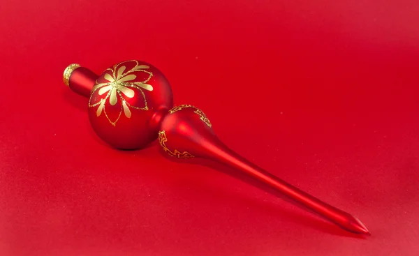 Red Christmas toy for top of fur-tree — Stock Photo, Image