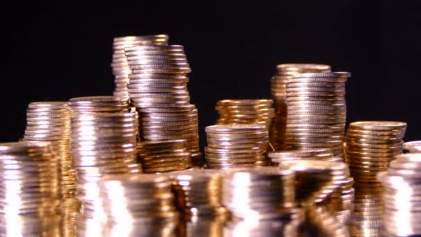 Sok Pénz Megkeresett Tőke Gazdagság Bankban Aranyérmék Letéteményese Kincses Gyűjtemény — Stock videók