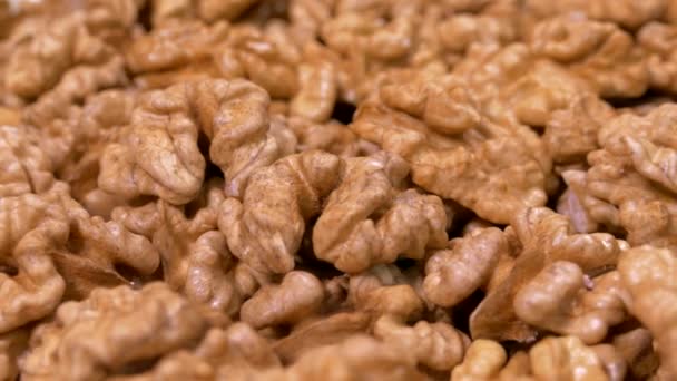 Walnut Kernel Shell Shelled Nuts Walnut Close Wrinkles Nut — Stock Video