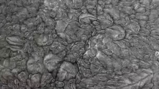 黒と白のグラフィックビデオテクスチャ 自然界のグラフィック 灰色の液体が沸騰し グルグル — ストック動画