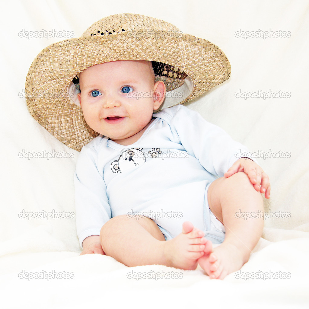 Baby with straw hat