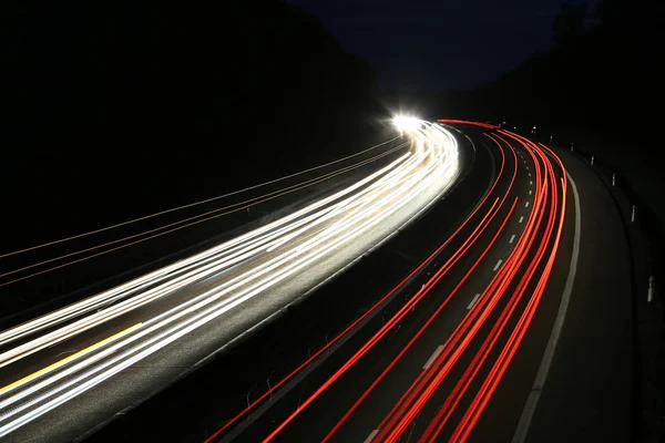 Tysk motorväg på natten — Stockfoto