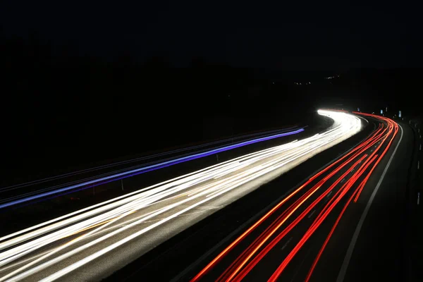 Tysk motorväg på natten — Stockfoto