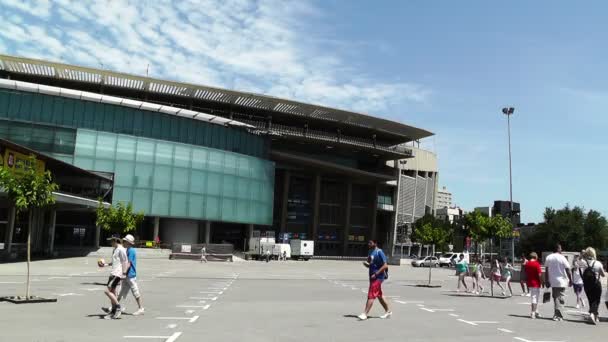 Estadio Camp Nou exterior en 2012 Estadi Camp Nou Estadio Nou Camp Casa del mundialmente famoso club de fútbol FC Barcelona — Vídeo de stock