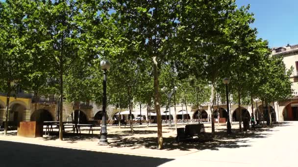 Plaza de la ciudad principal en las primeras horas de la tarde calor de verano y pocos — Vídeo de stock