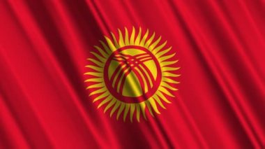 Kırgızistan bayrağı sallayarak