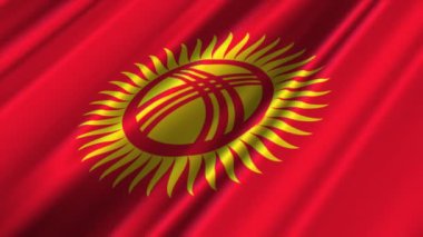 Kırgızistan bayrağı sallayarak