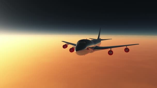 Airplane Flying 3D render — Stock Video
