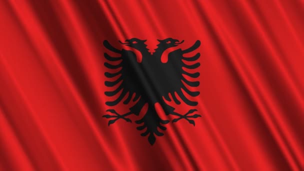 Drapeau albanais agitant 