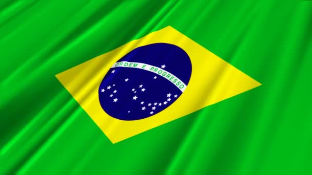 Braziliaanse vlag wapperend — Stockvideo