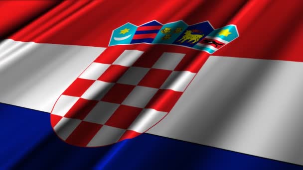 Kroatische Flagge geschwenkt — Stockvideo