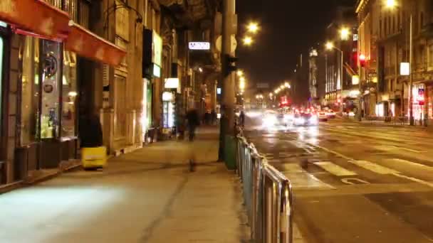 Europejskie Miasto w nocy timelapse — Wideo stockowe