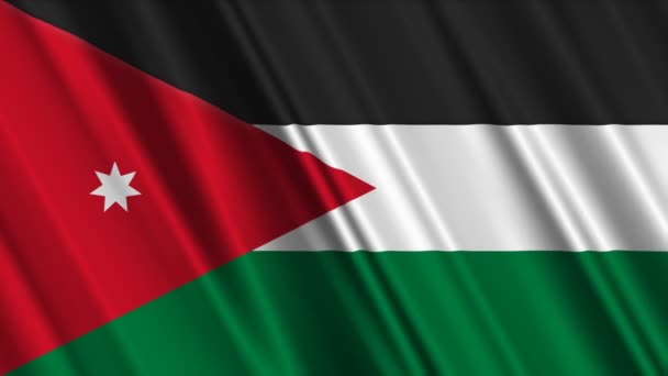 约旦国旗挥舞着 — 图库视频影像