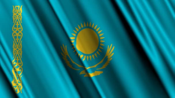 哈萨克斯坦国旗挥舞着 — 图库视频影像