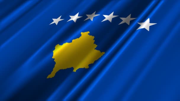 Kosovo vlag zwaaien — Stockvideo