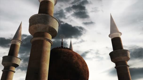 Турецька мечеть хмари Timelapse 3d візуалізації та реального timelapse хмари — стокове відео