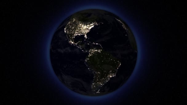 Rotating Earth by night — Stock Video