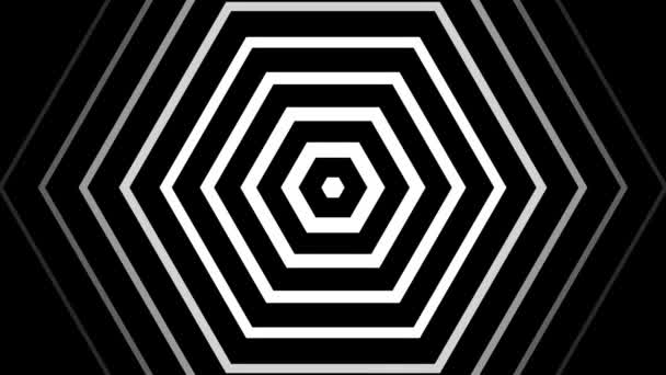 hypnotické rytmické hnutí černobílých geometrických tvarů