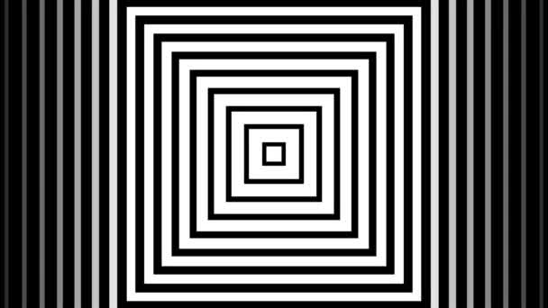 Mouvement rythmique hypnotique de formes géométriques noires et blanches 