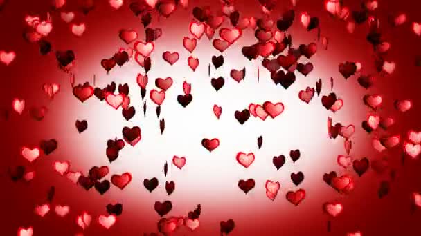 Сердца летают анимацией. День святого Валентина — стоковое видео
