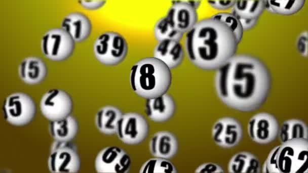 Flygande lotto bollar i 3d-rymd. — Stockvideo