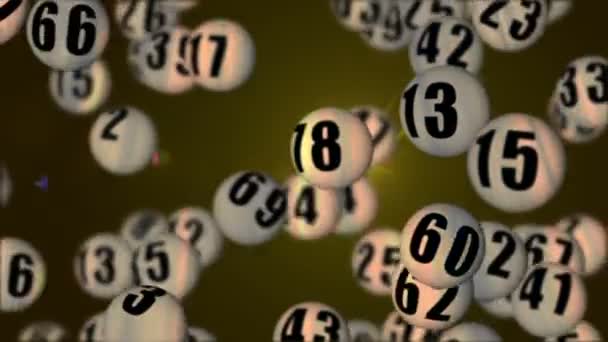 Balles de loto volantes dans l'espace 3D . — Video