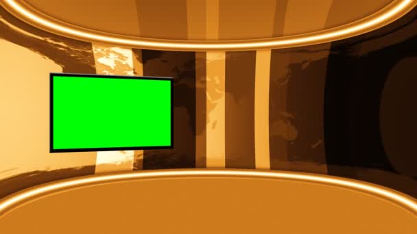 Studio virtuale animazione loop con monitor Green Screen . — Video Stock