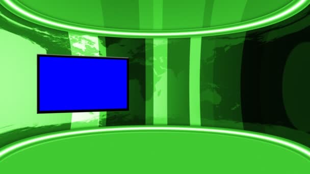 Animación en bucle de Virtual Studio con monitor de pantalla verde . — Vídeos de Stock