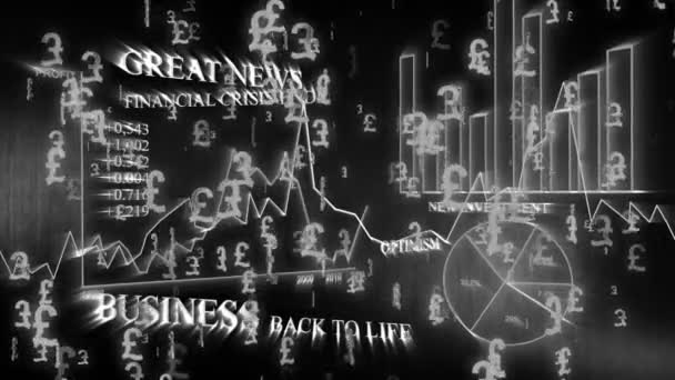 Animación empresarial optimista con símbolos de libras — Vídeo de stock