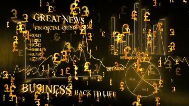 Оптимістична бізнес-анімація з фунтовими символами — стокове відео