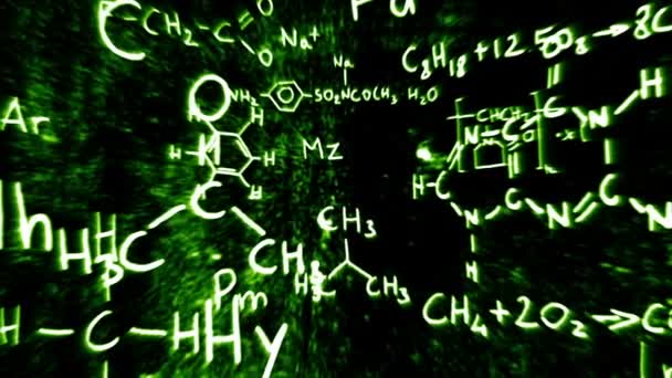 Chemie vzorce a symboly plovoucí — Stock video
