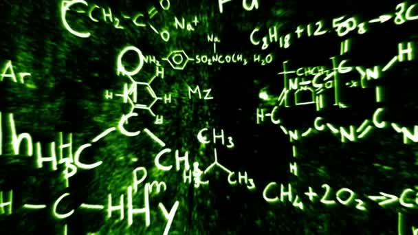 Chemie formules en symbolen drijvende — Stockvideo