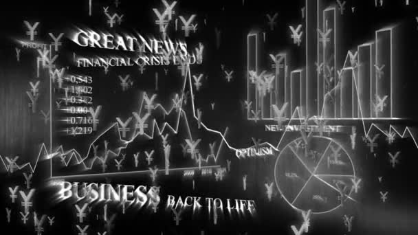 Animación empresarial optimista con símbolos de yen — Vídeo de stock