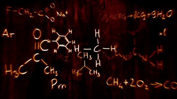 Chemie vzorce a symboly plovoucí — Stock video