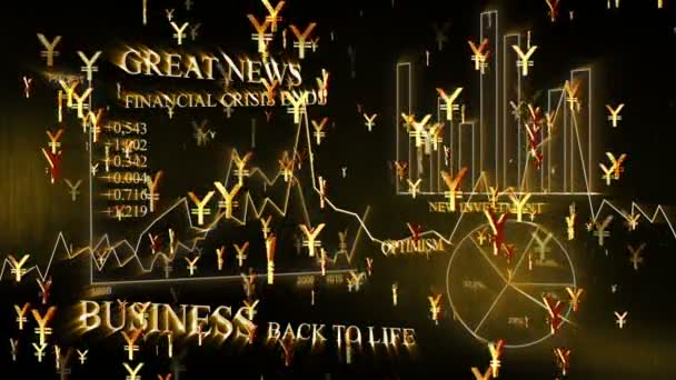 Optimistické obchodní animace se symboly jenu — Stock video