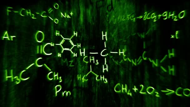Chemie formules en symbolen drijvende — Stockvideo