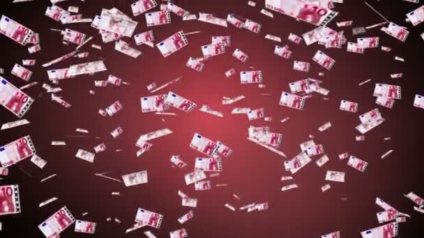 Animación en bucle sin fisuras de 10 billetes en euros — Vídeos de Stock