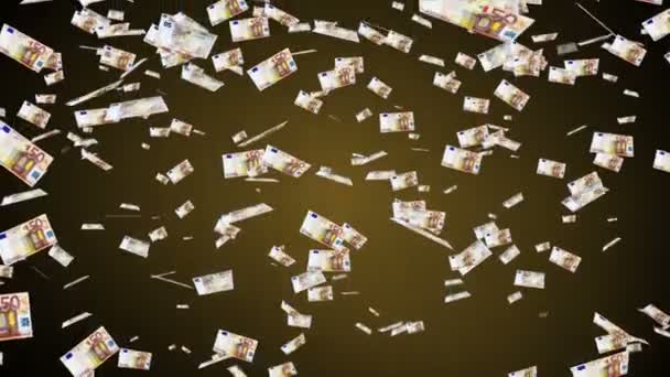 50 euro banknotes falling animation. — Stock Video