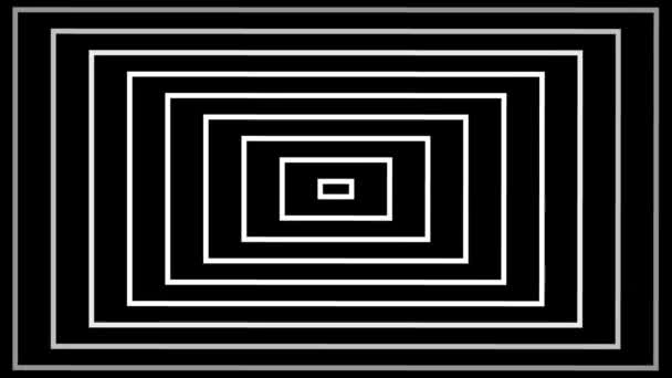 Movimento rítmico hipnótico de formas geométricas em preto e branco — Vídeo de Stock
