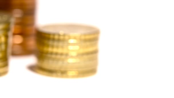 Euro coins on white background — Stock Video